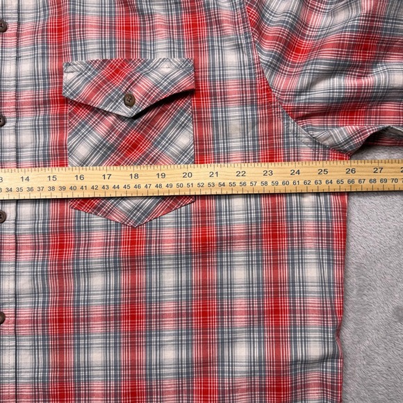 Wrangler XL Slim Fit Western Plaid Shirt – Aura Orange Gray Button Up RanchWear‎ - Picture 10 of 16